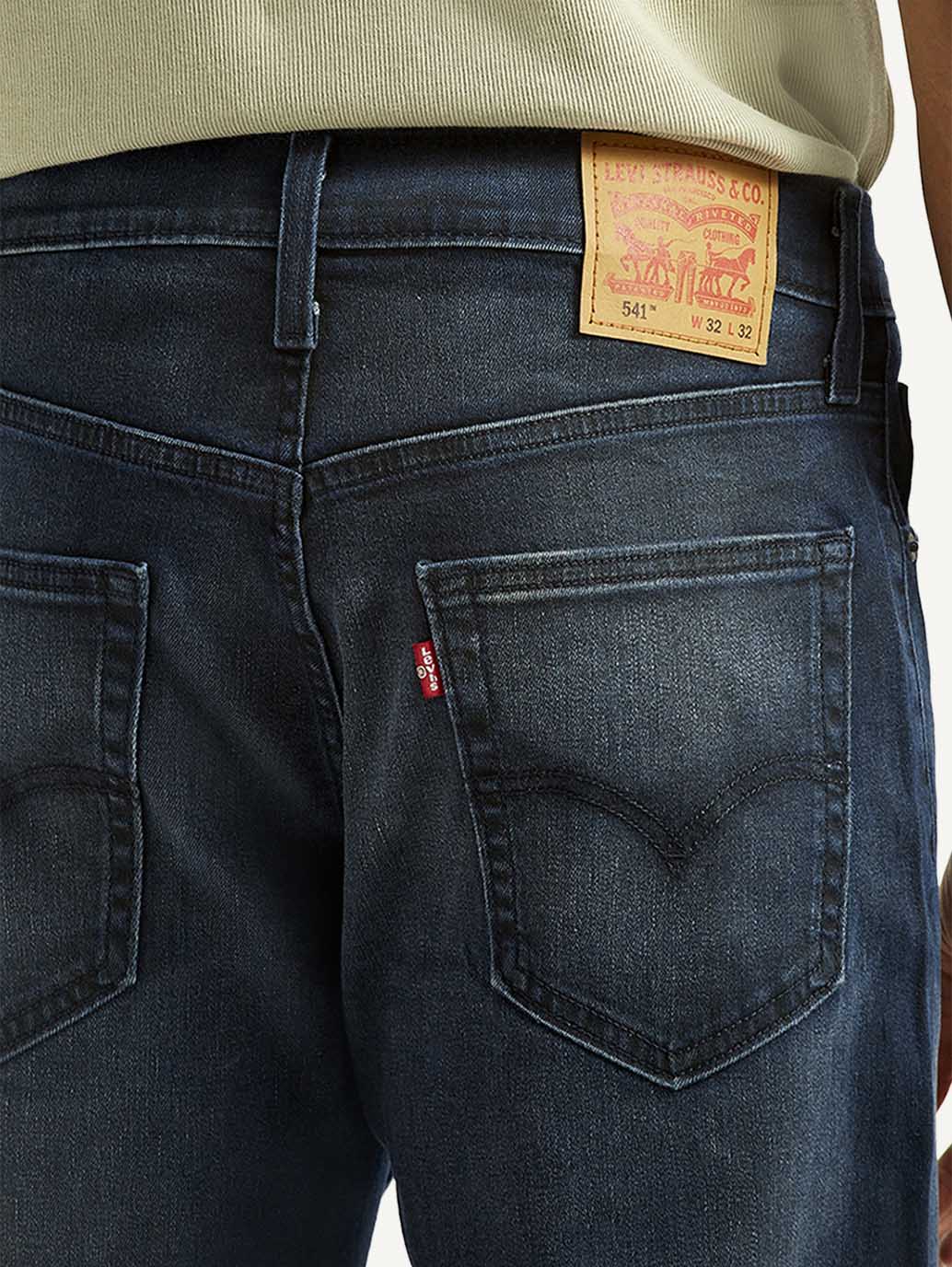 Men's 541 Dark Blue Athletic Tapered Fit Mid Rise Jeans