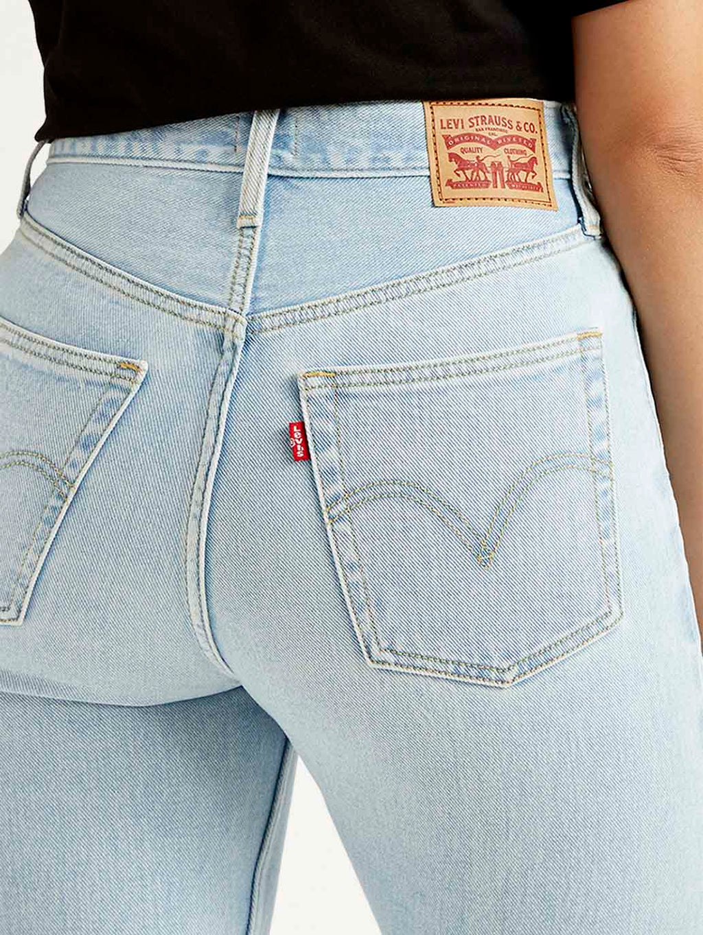 Women's Light Blue Ribcage Straight Fit High Rise Jeans