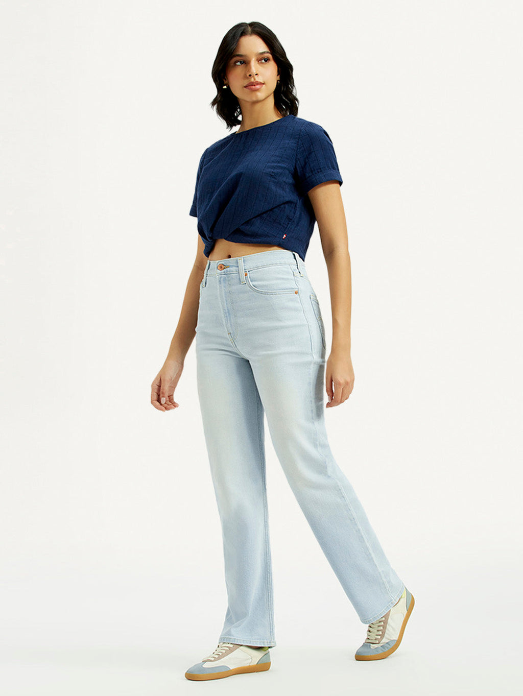 Women's Light Blue Ribcage Straight Fit High Rise Jeans