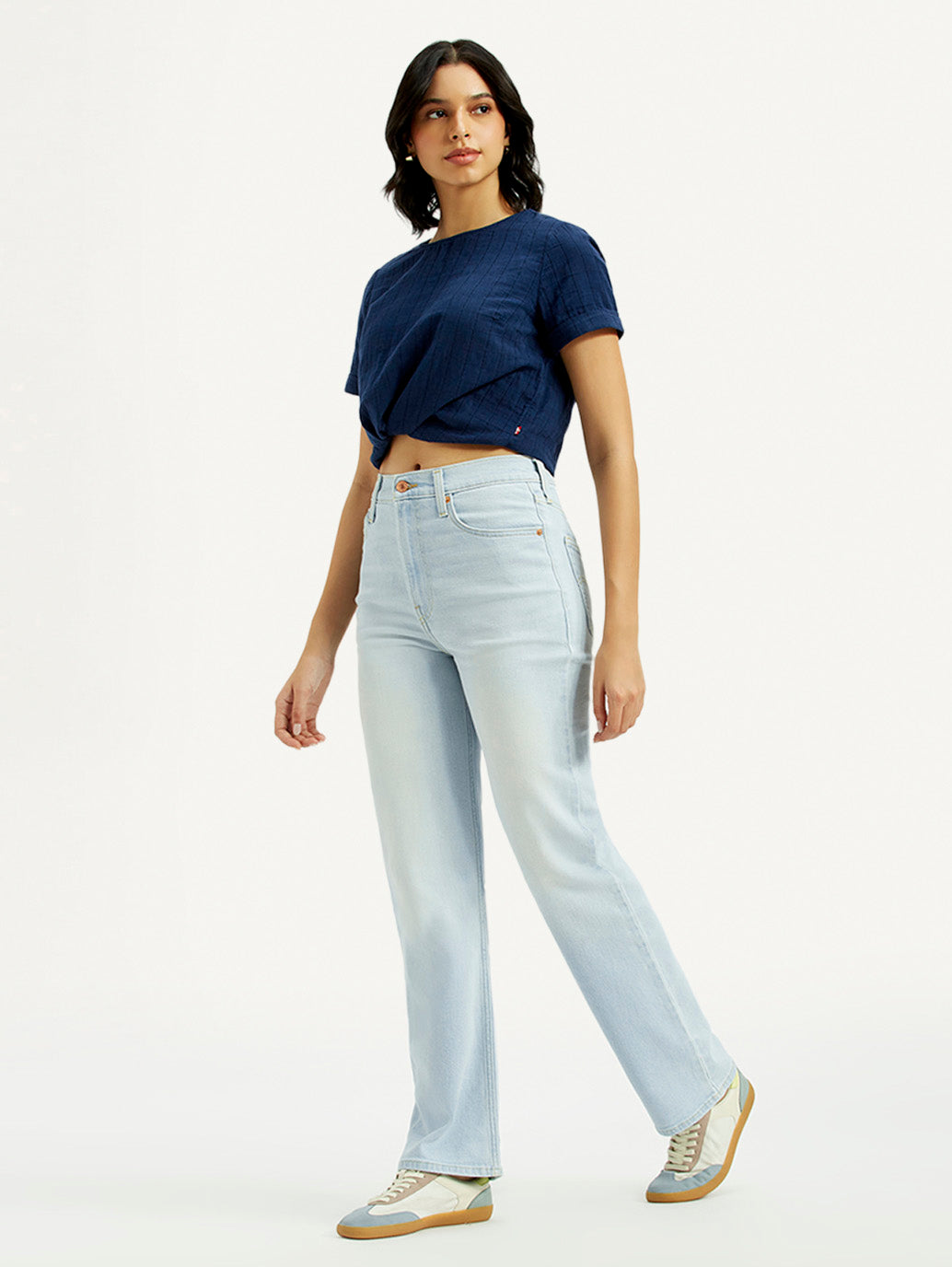 Women's Light Blue Ribcage Straight Fit High Rise Jeans