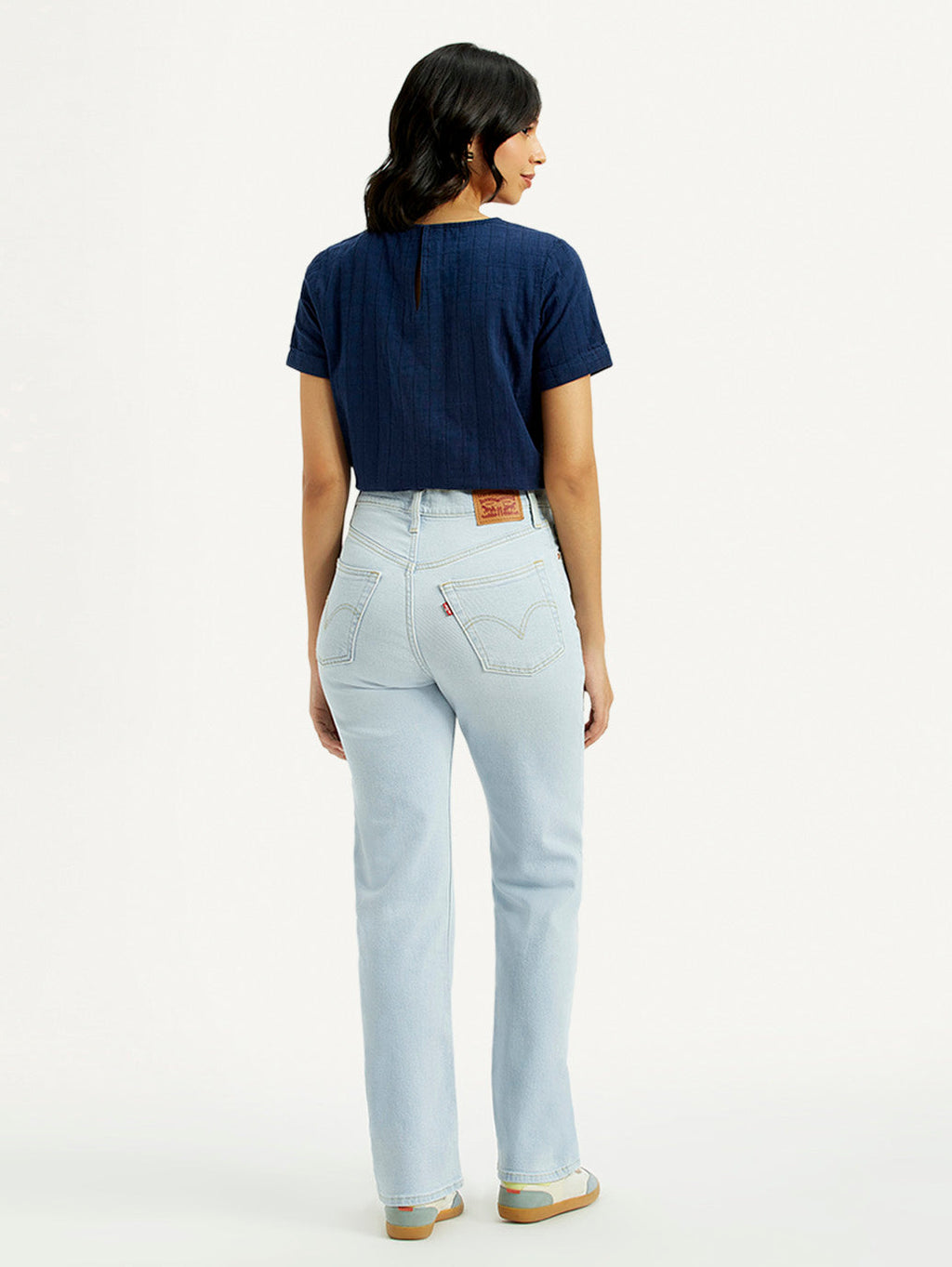 Women's Light Blue Ribcage Straight Fit High Rise Jeans