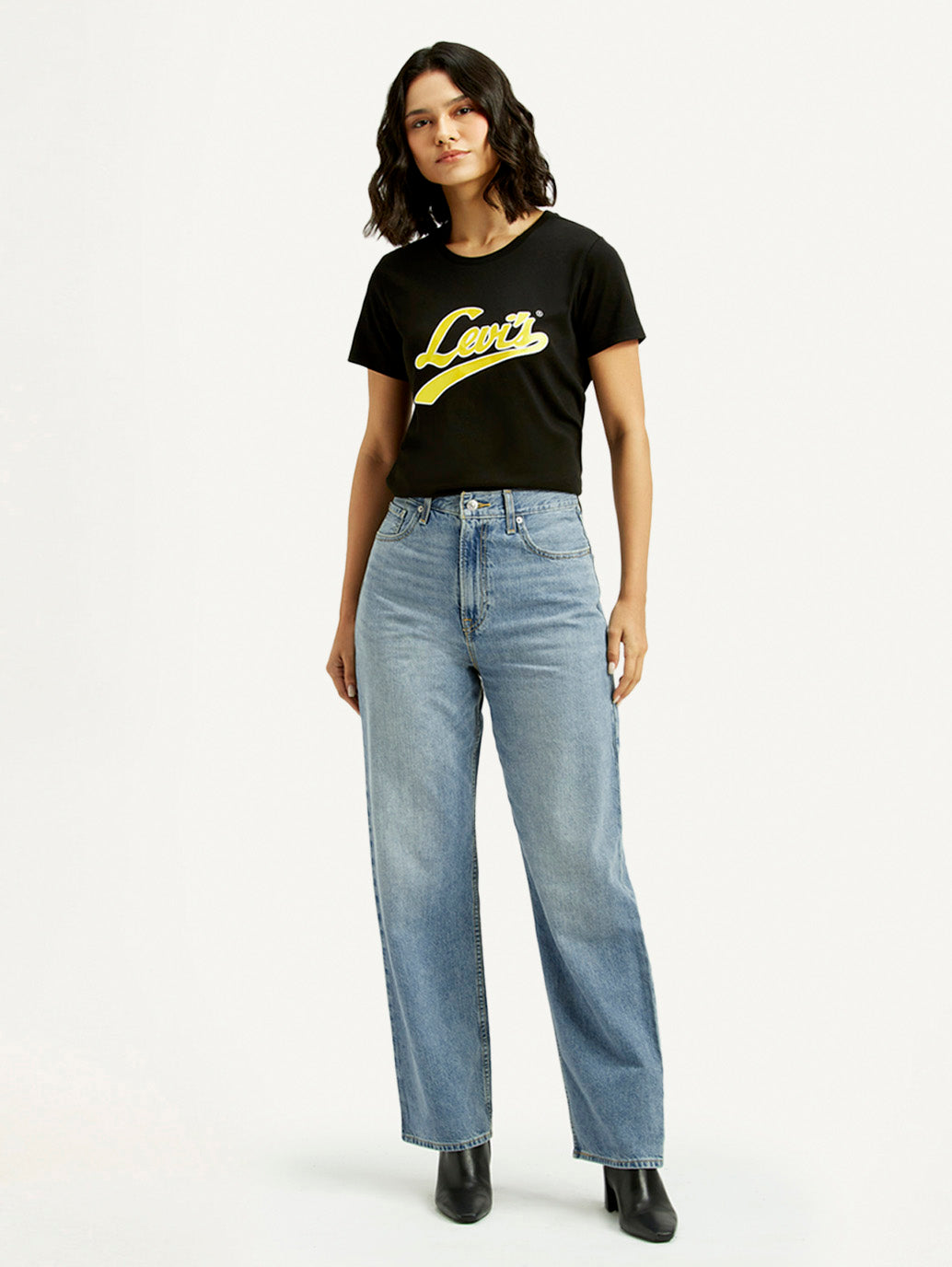 Women's Light Blue Ribcage Straight Fit High Rise Jeans