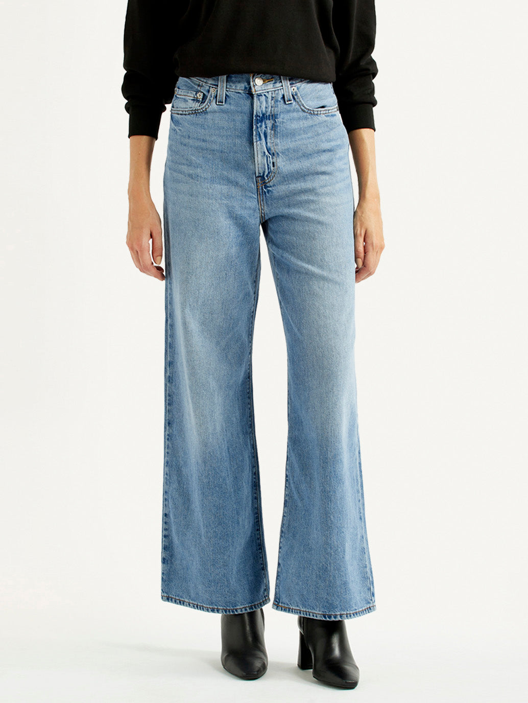 Women's Light Blue Ribcage Wide Leg Fit High Rise Jeans