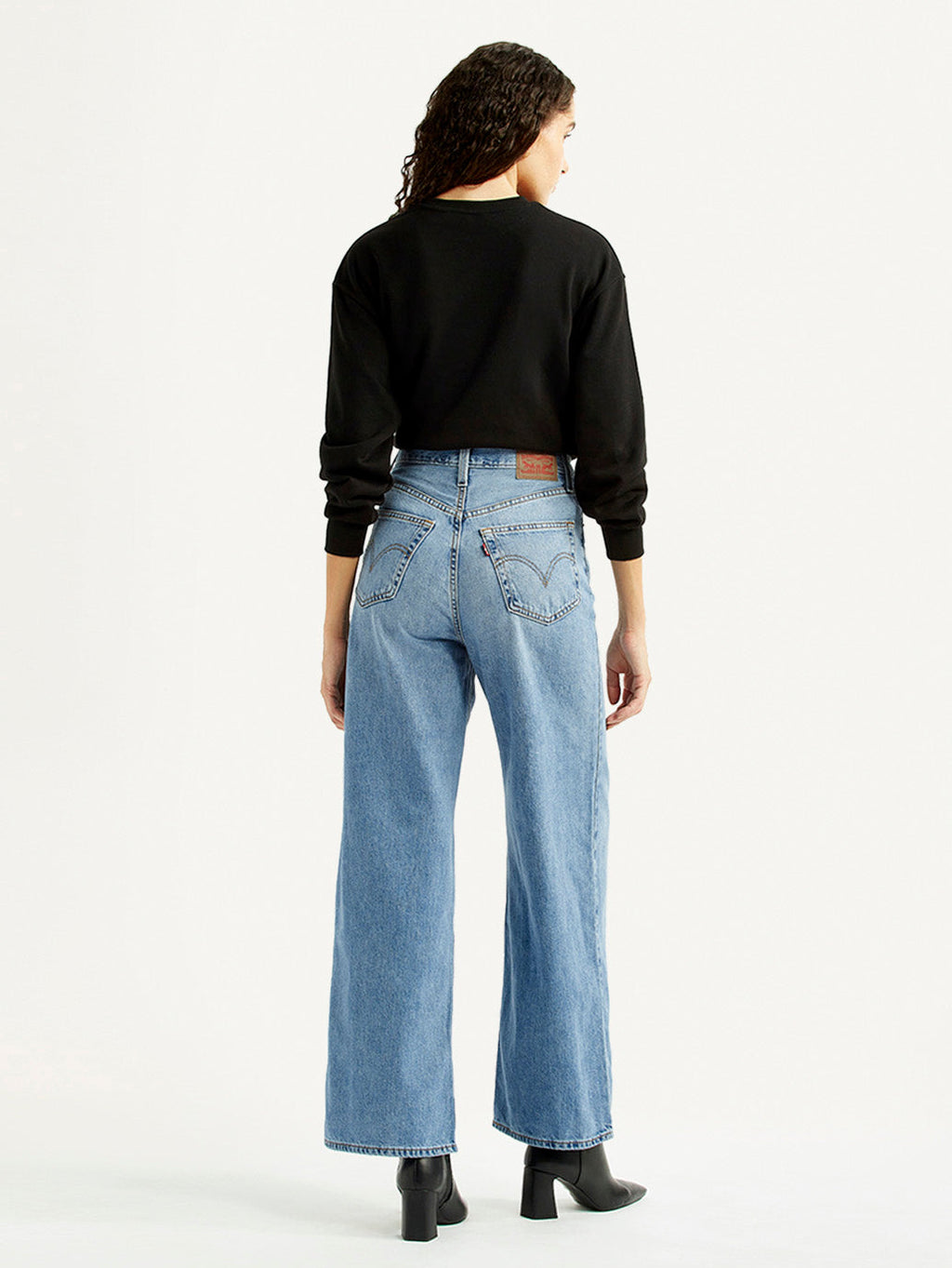 Women's Light Blue Ribcage Wide Leg Fit High Rise Jeans