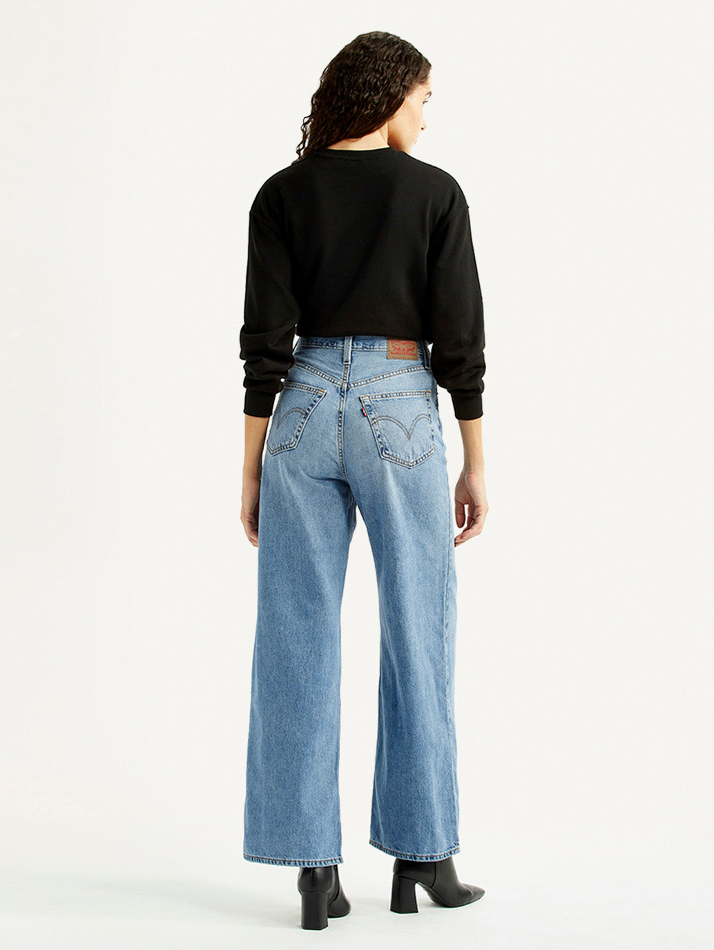 Women's Light Blue Ribcage Wide Leg Fit High Rise Jeans
