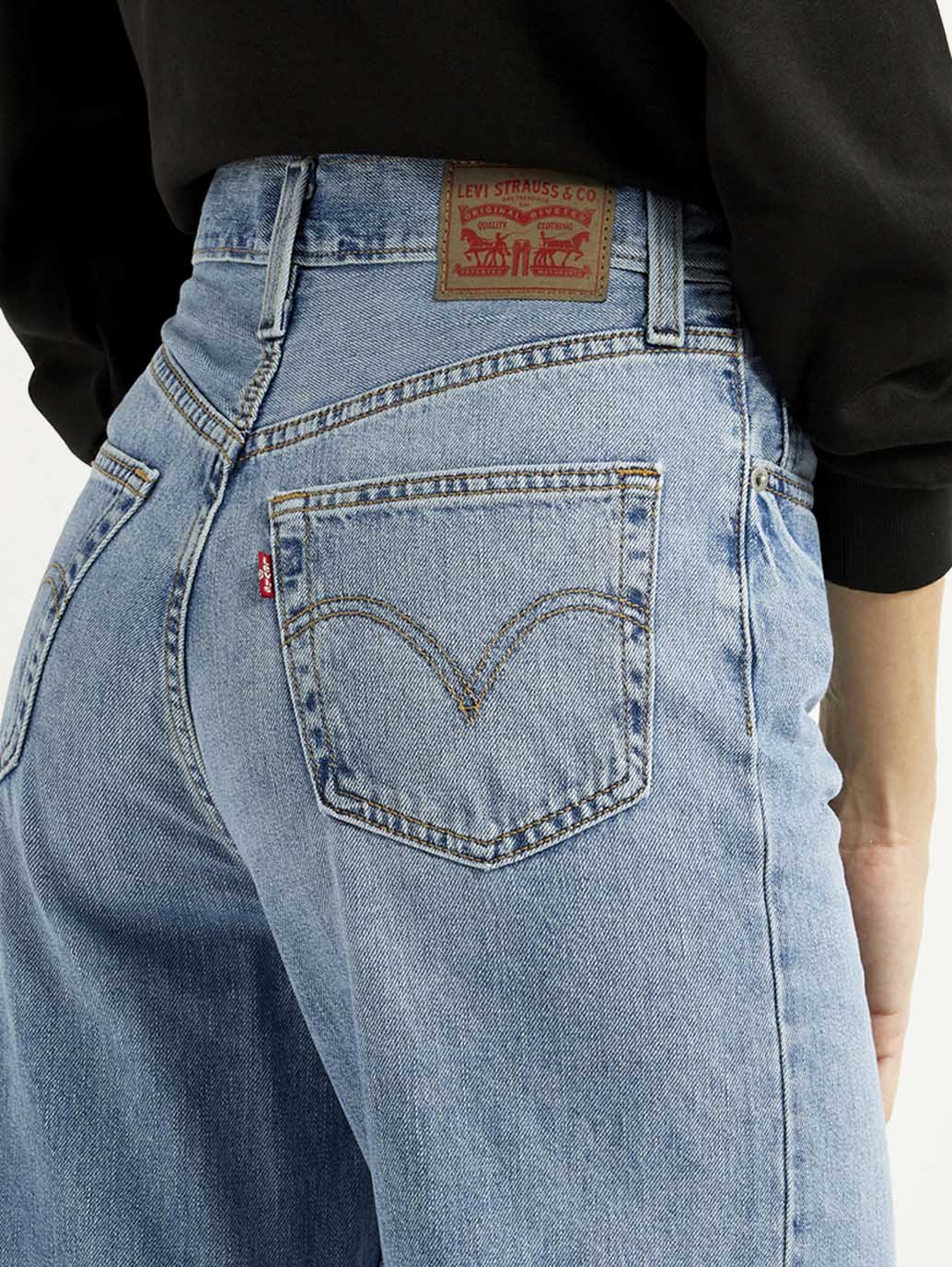Women's Light Blue Ribcage Wide Leg Fit High Rise Jeans