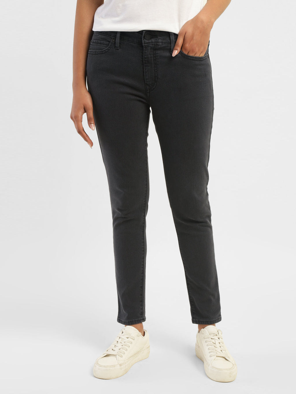 Women's 711 Black Skinny Fit Mid Rise Jeans