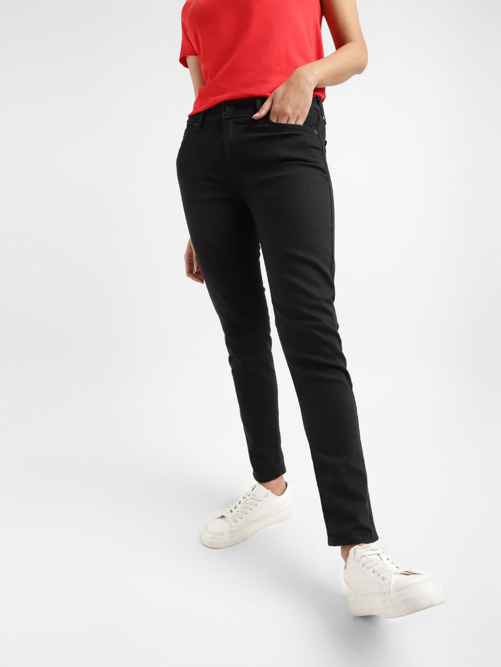 Women's 711 Black Skinny Fit Mid Rise Jeans