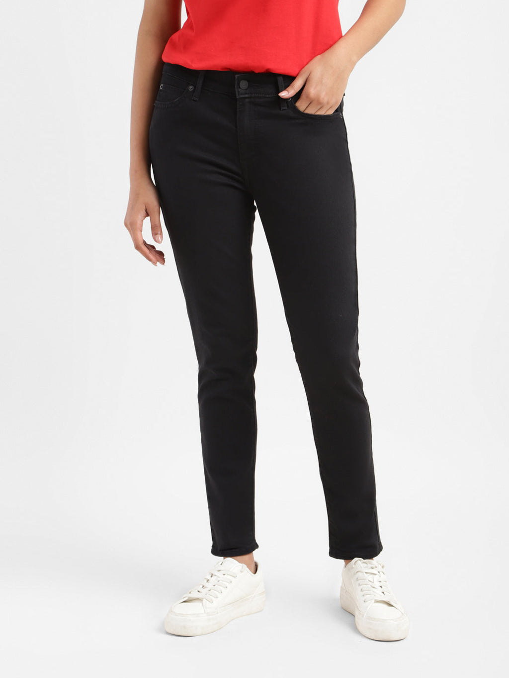 Women's 711 Black Skinny Fit Mid Rise Jeans
