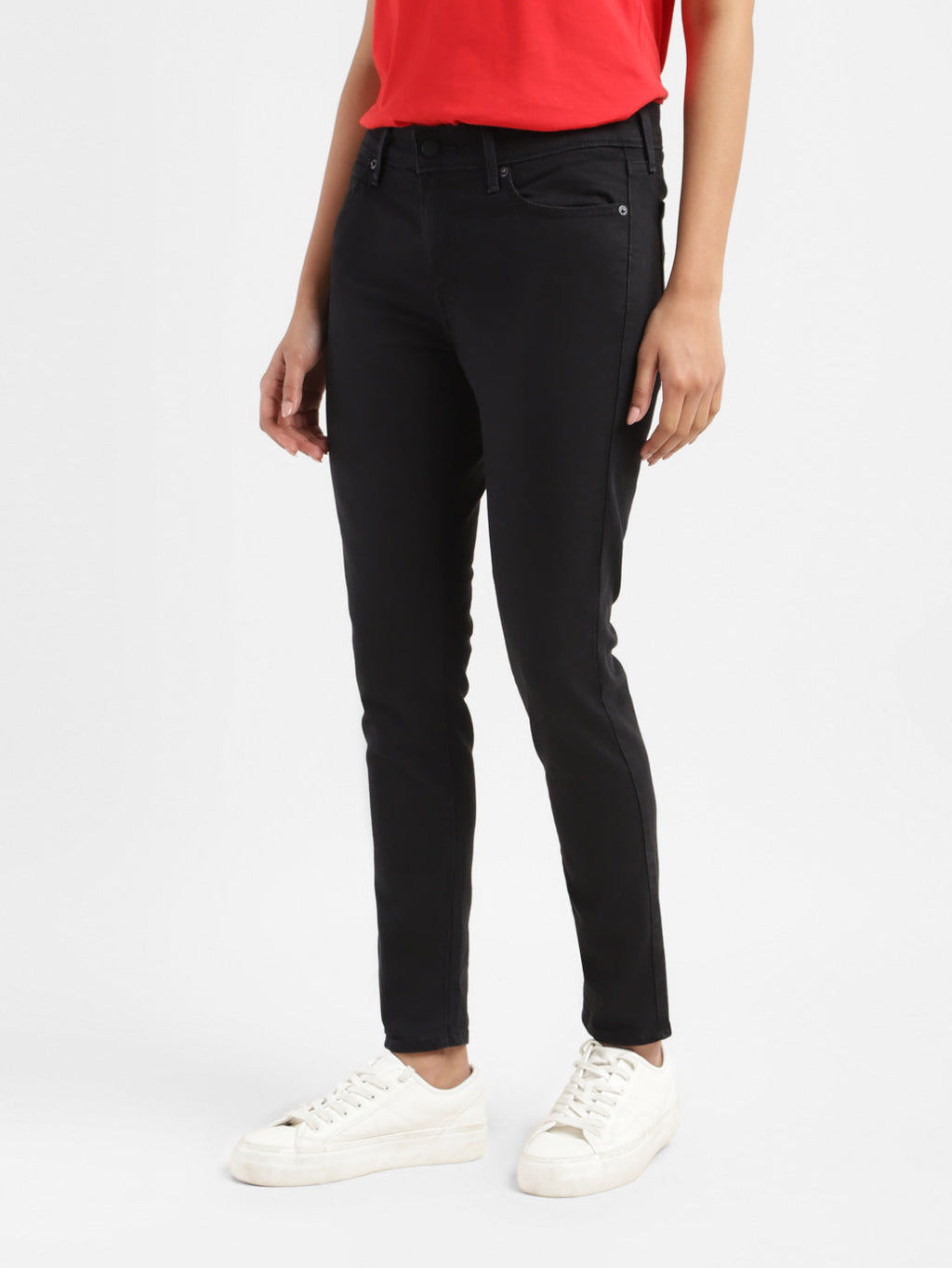 Women's 711 Black Skinny Fit Mid Rise Jeans
