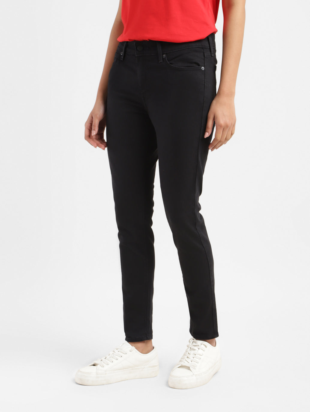 Women's 711 Black Skinny Fit Mid Rise Jeans