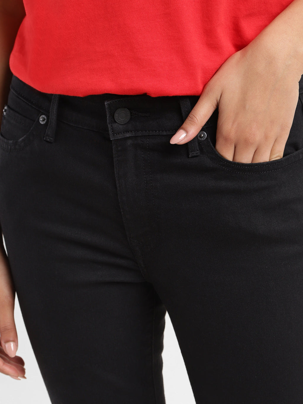 Women's 711 Black Skinny Fit Mid Rise Jeans