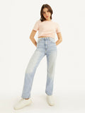 Women's Blue Ribcage Straight Fit High Rise Jeans