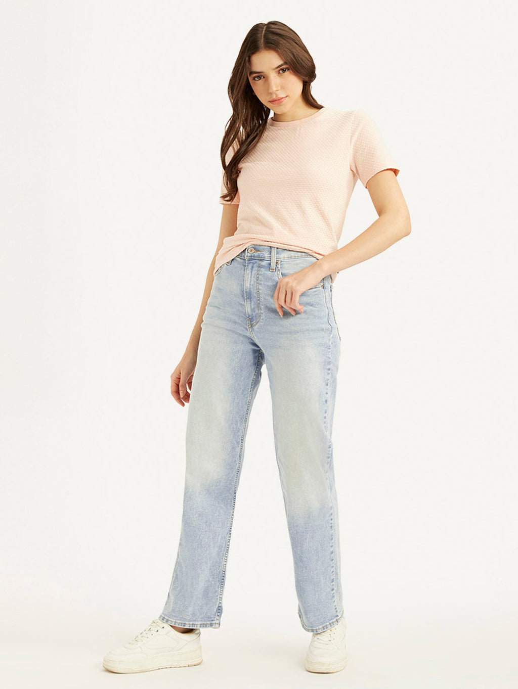 Women's Blue Ribcage Straight Fit High Rise Jeans