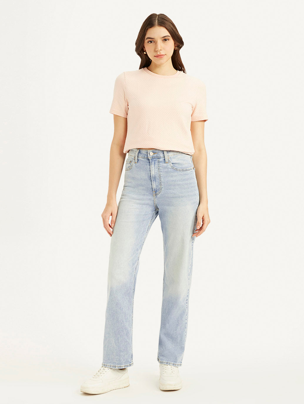 Women's Blue Ribcage Straight Fit High Rise Jeans