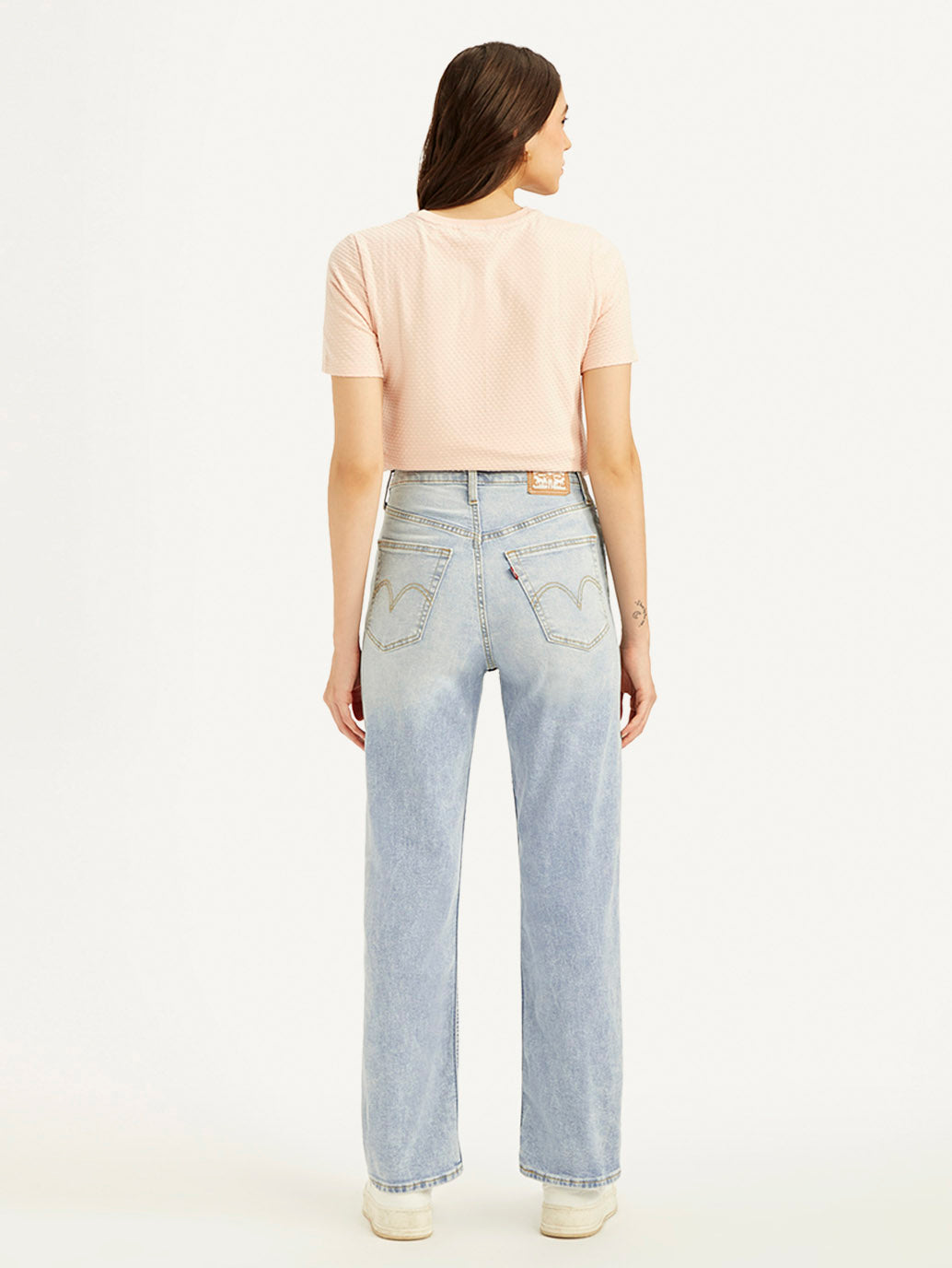 Women's Blue Ribcage Straight Fit High Rise Jeans