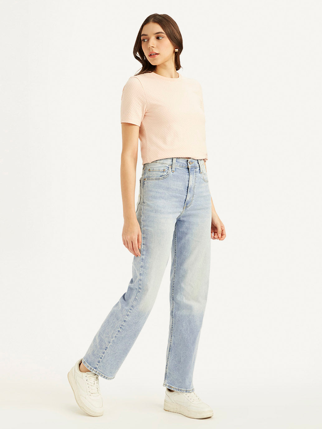 Women's Blue Ribcage Straight Fit High Rise Jeans