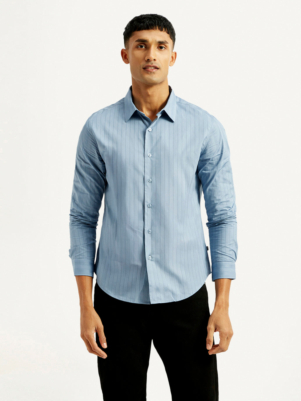 Men's Redloop Striped Light Blue Slim Fit Shirt