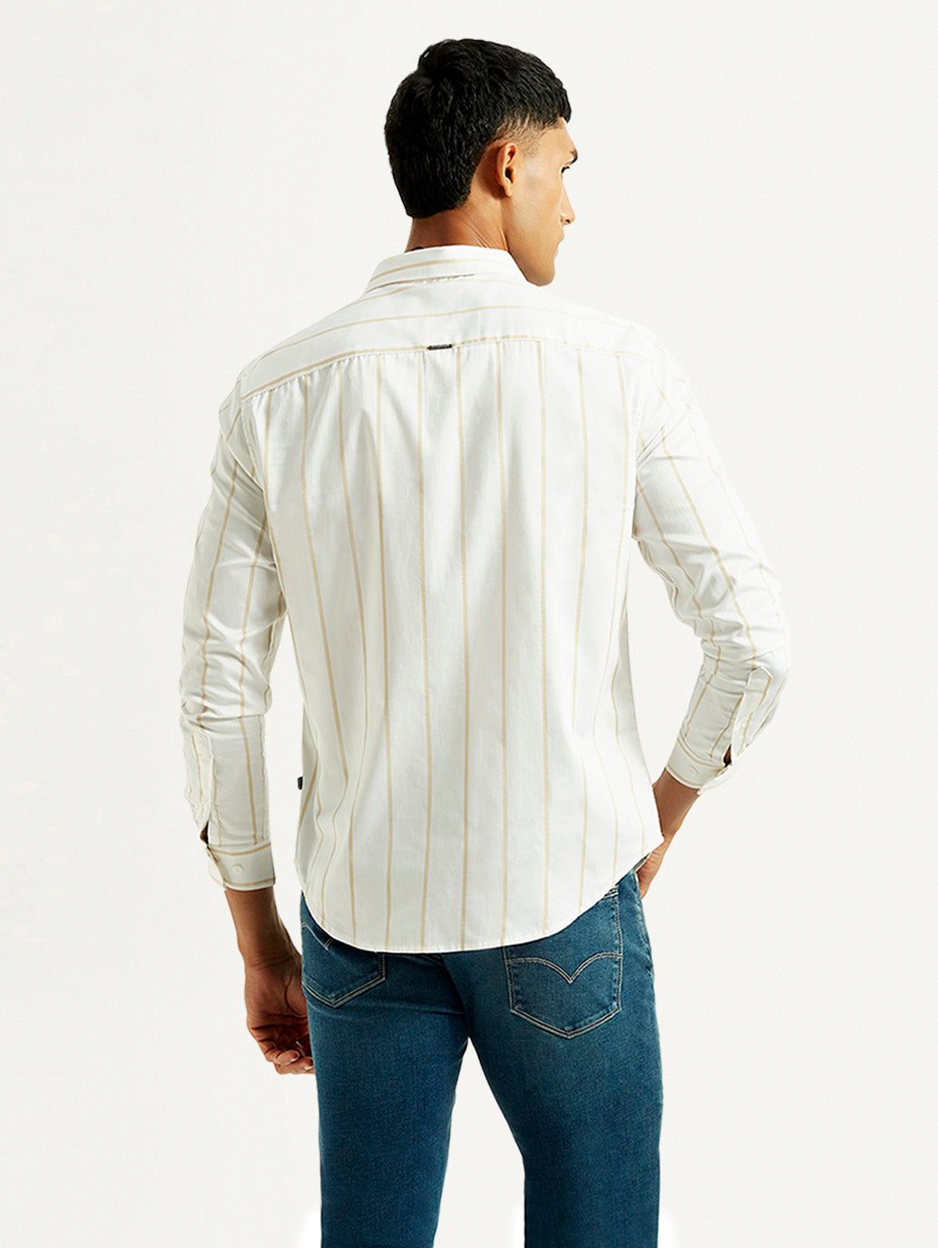 Men's Redloop Striped White Slim Fit Shirt