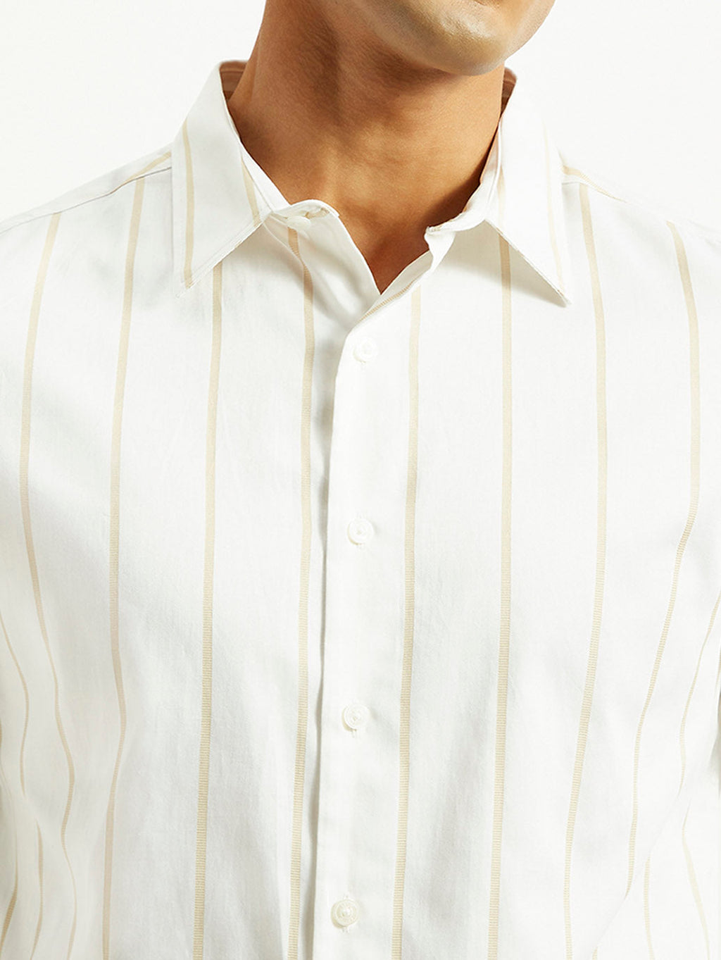 Men's Redloop Striped White Slim Fit Shirt