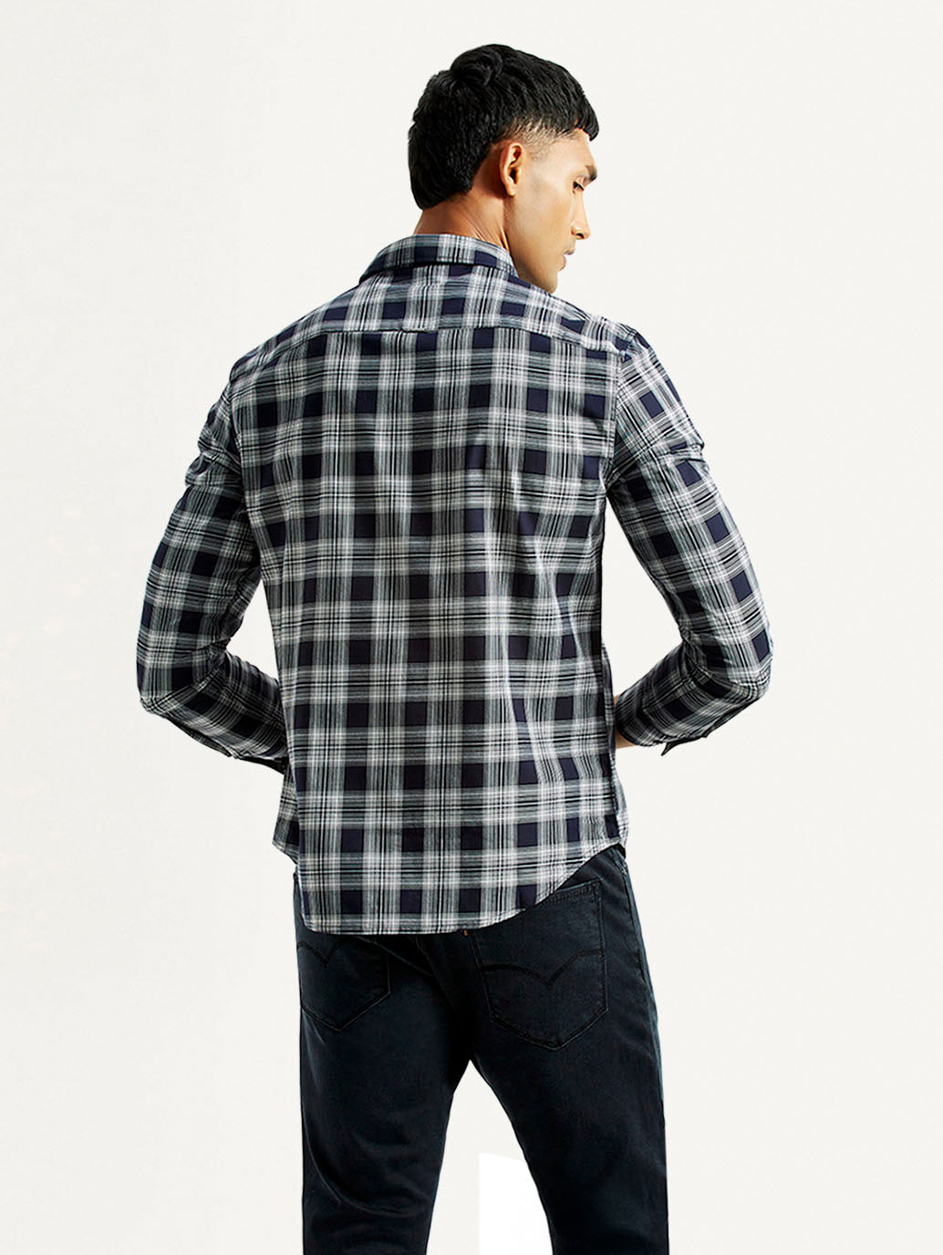 Men's Checkered Navy Slim Fit Shirt