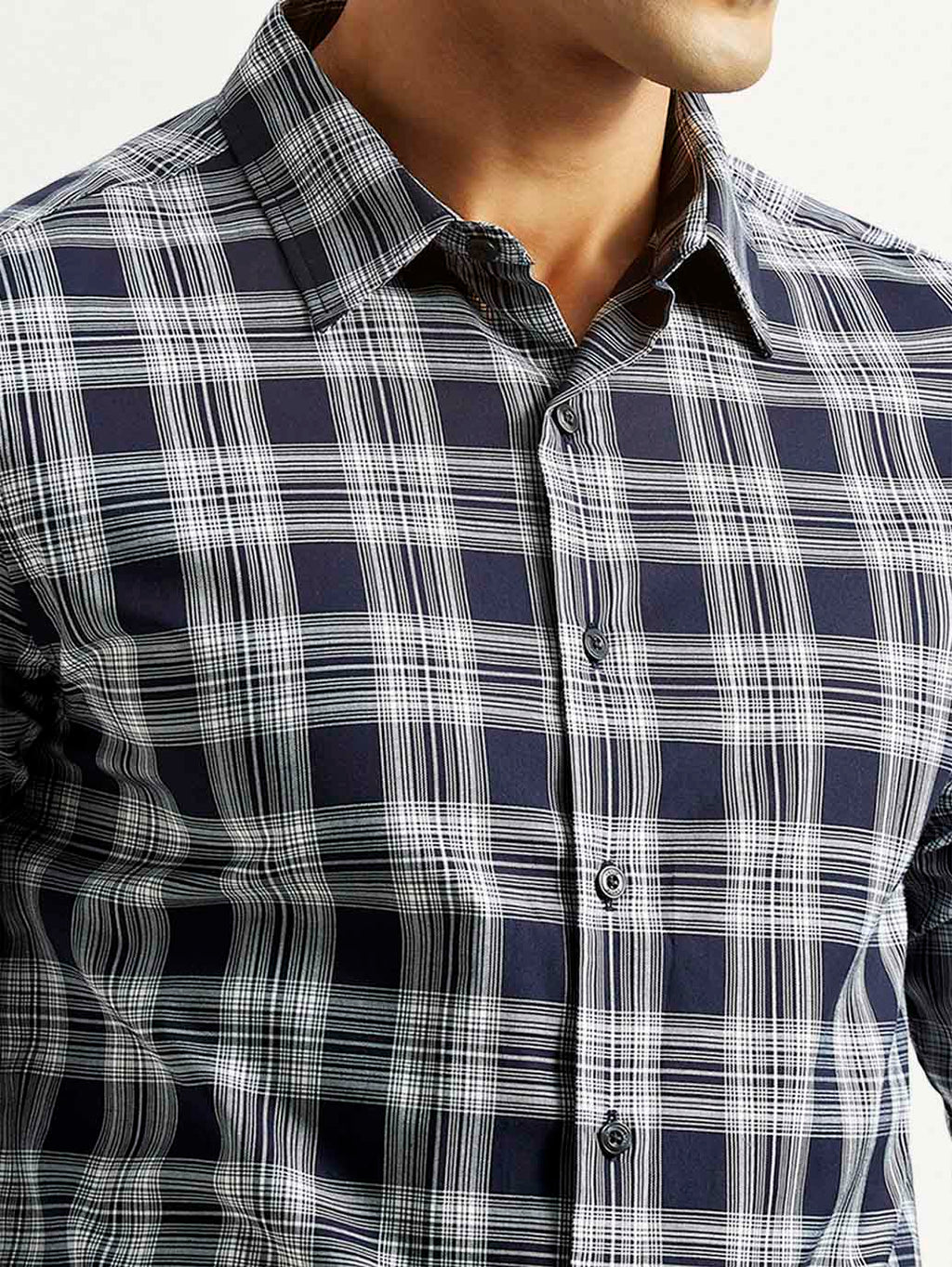 Men's Checkered Navy Slim Fit Shirt