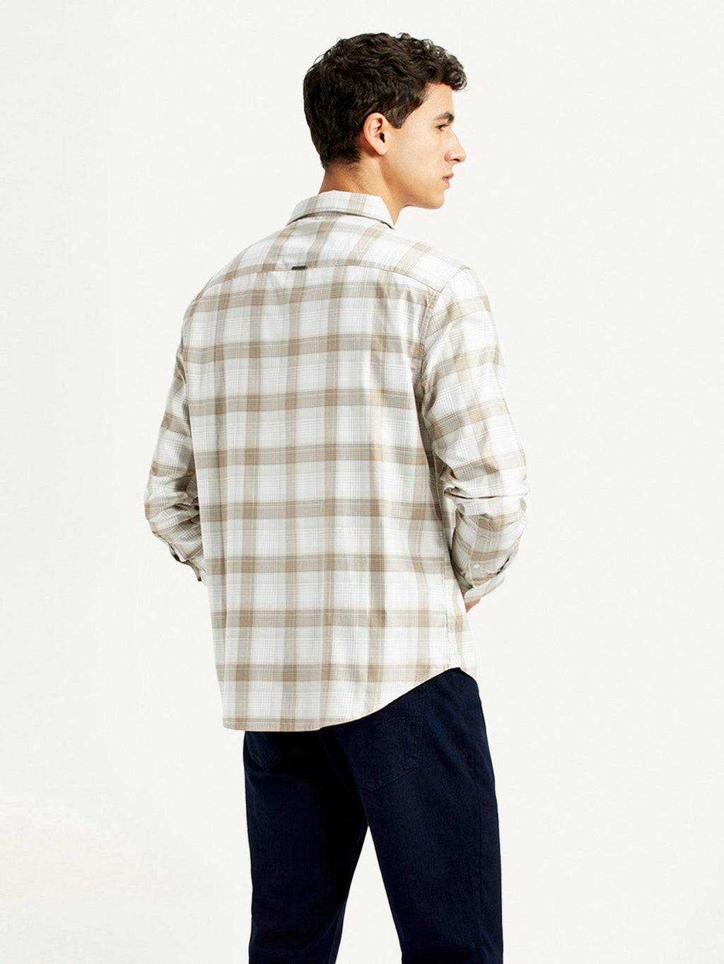 Men's Redloop Checkered Beige Slim Fit Shirt
