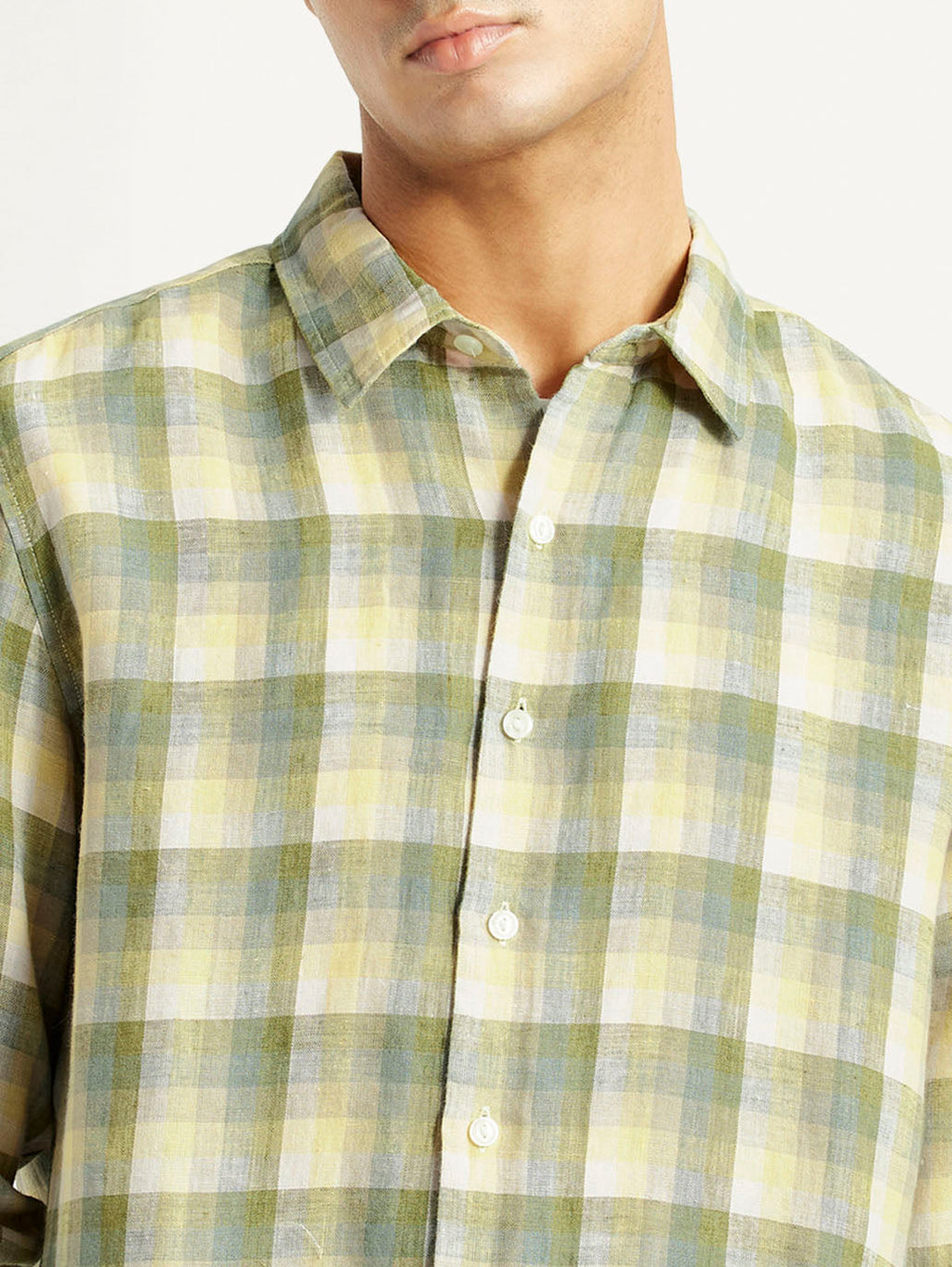 Men's Checkered Yellow Slim Fit Shirt