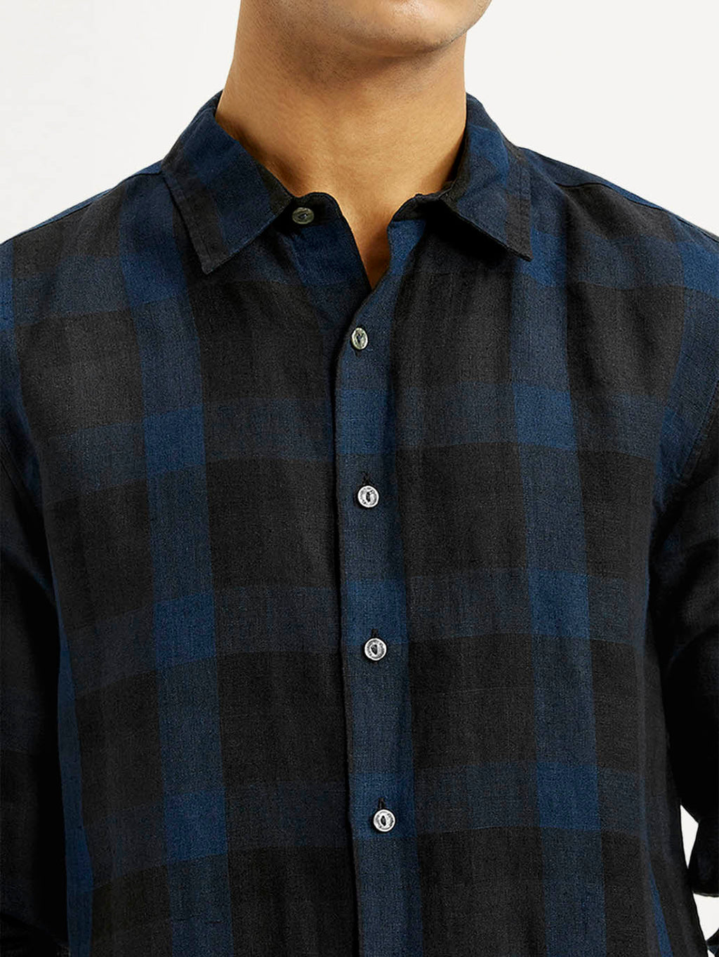 Men's Checkered Dark Blue Slim Fit Shirt