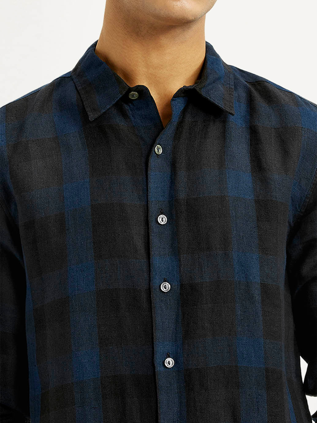 Men's Checkered Dark Blue Slim Fit Shirt