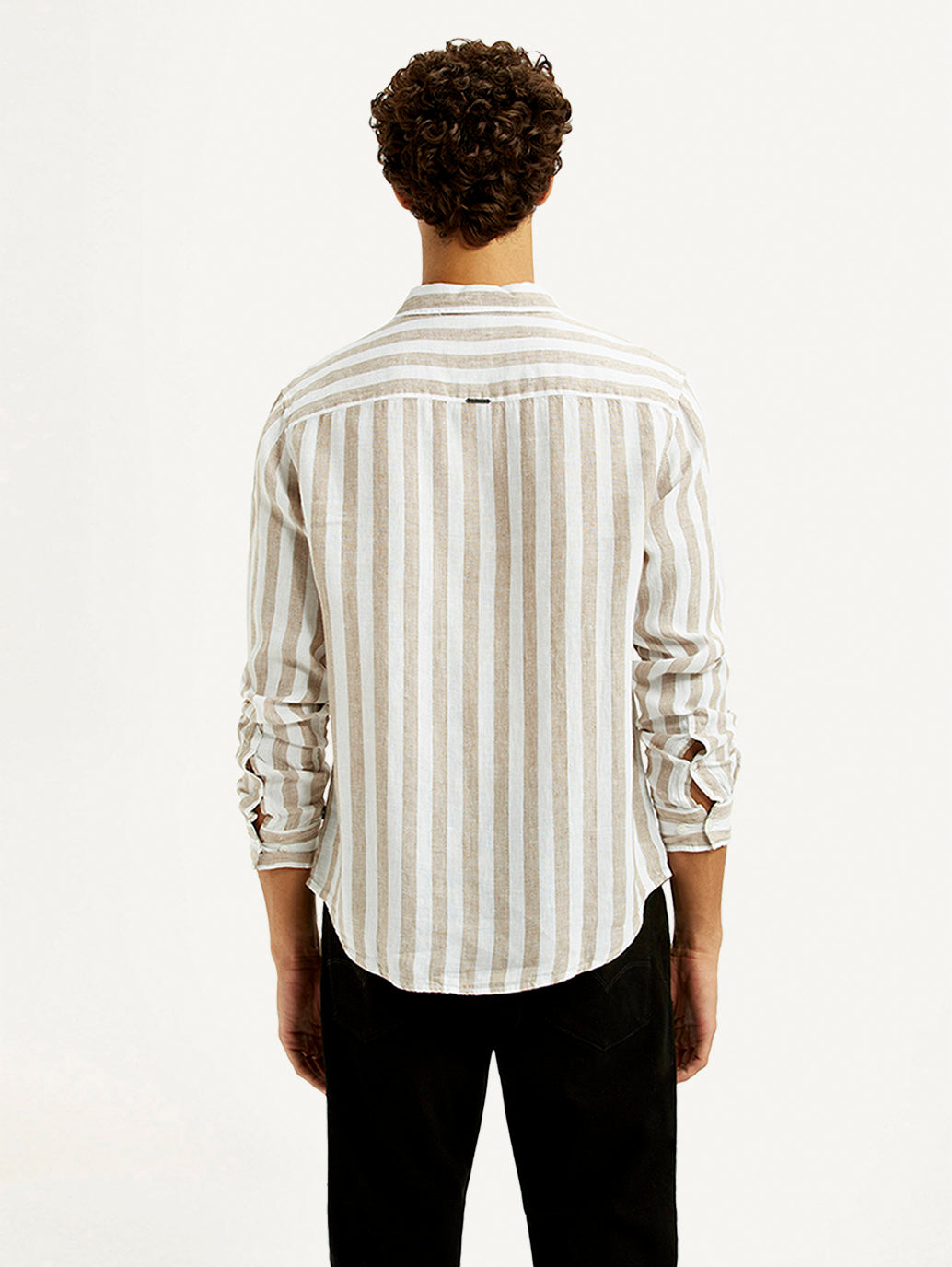 Men's Striped Beige Slim Fit Shirt