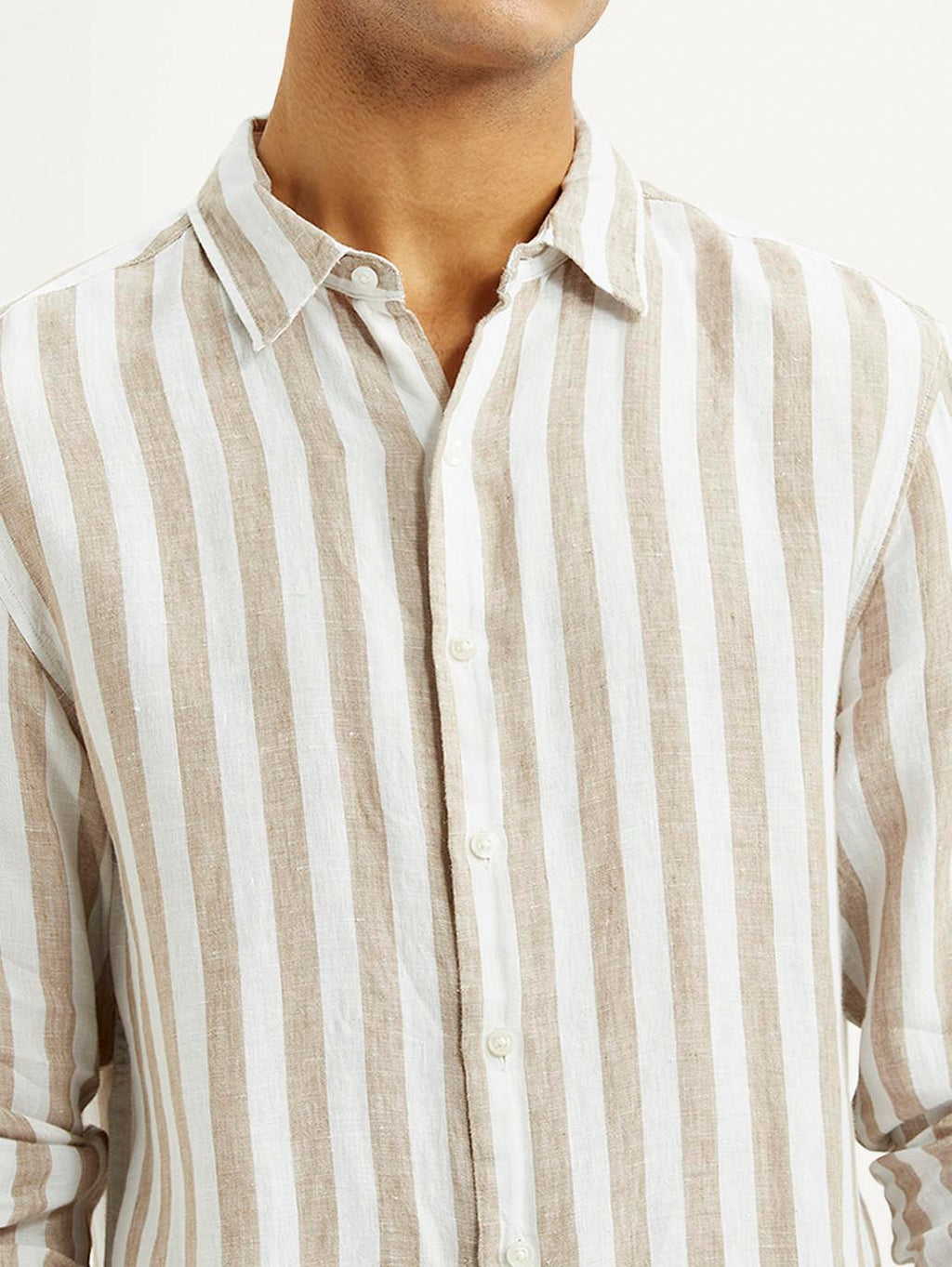 Men's Striped Beige Slim Fit Shirt