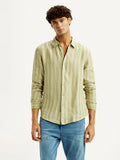 Men's Striped Light Yellow Slim Fit Shirt