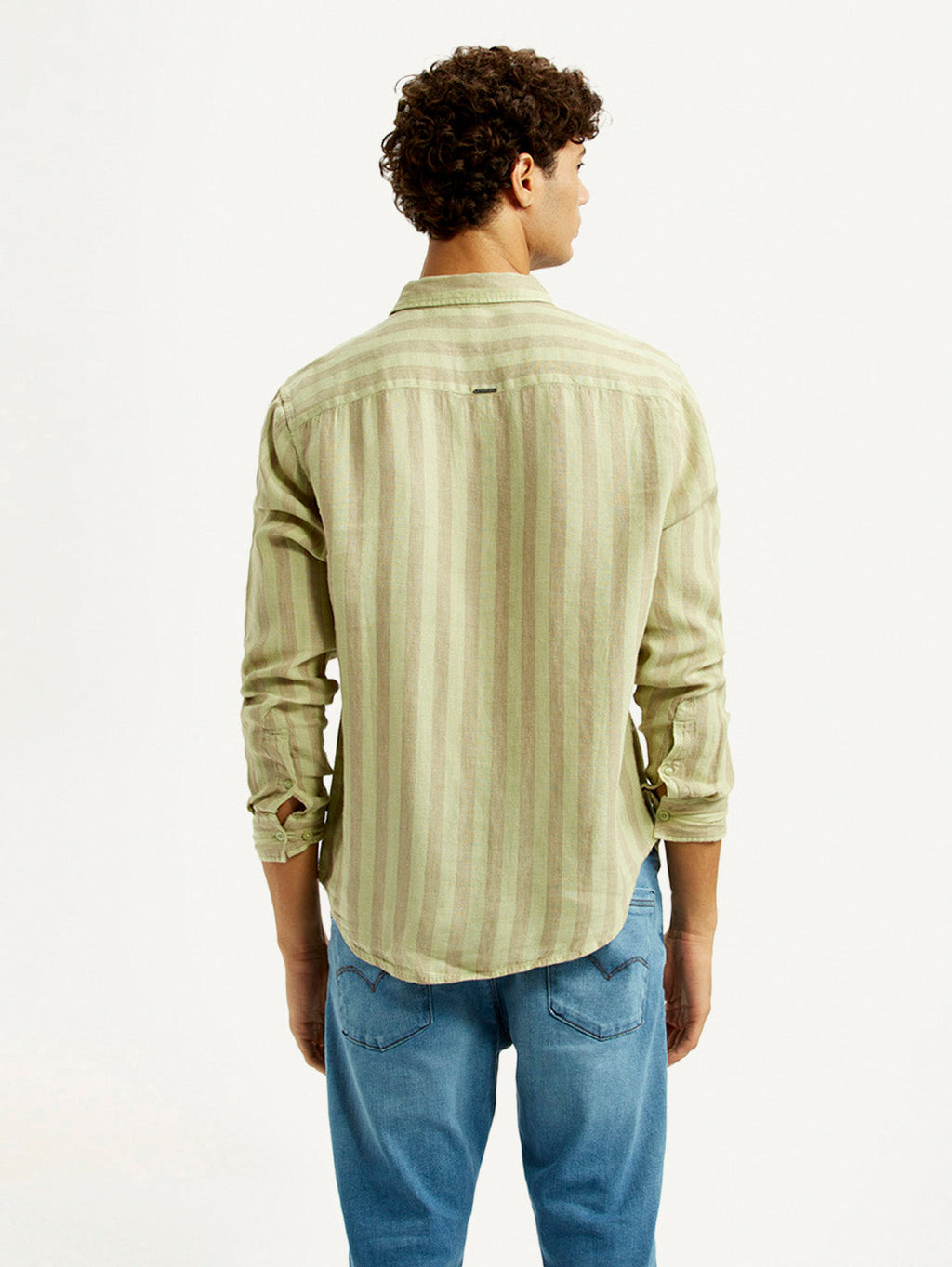 Men's Striped Light Yellow Slim Fit Shirt
