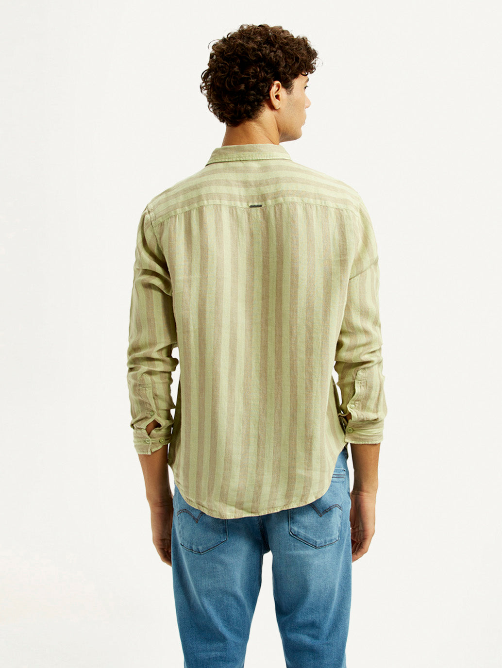 Men's Striped Light Yellow Slim Fit Shirt