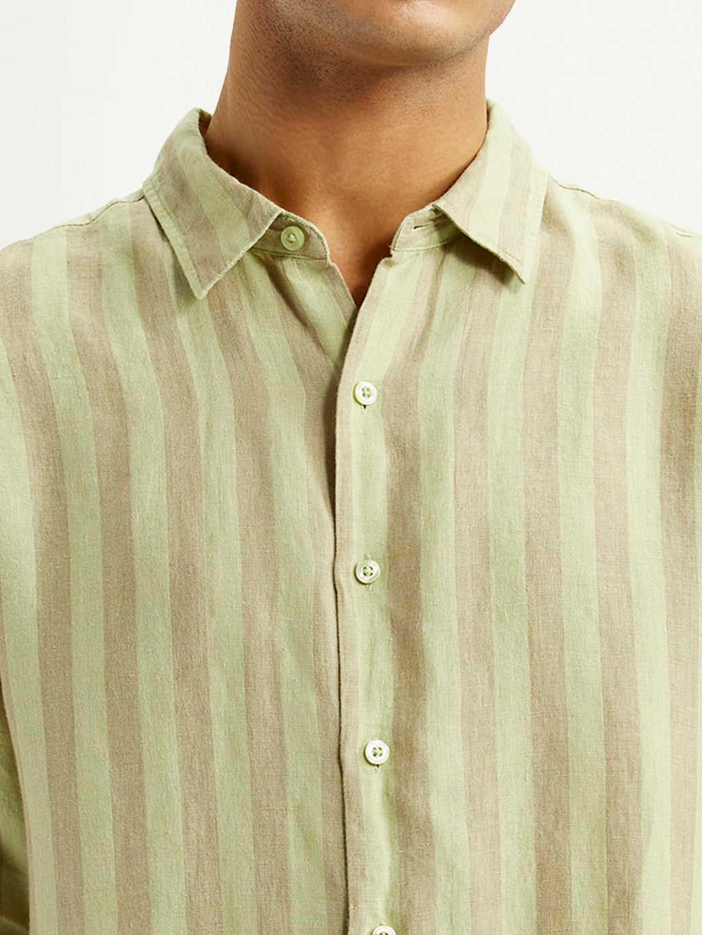 Men's Striped Light Yellow Slim Fit Shirt