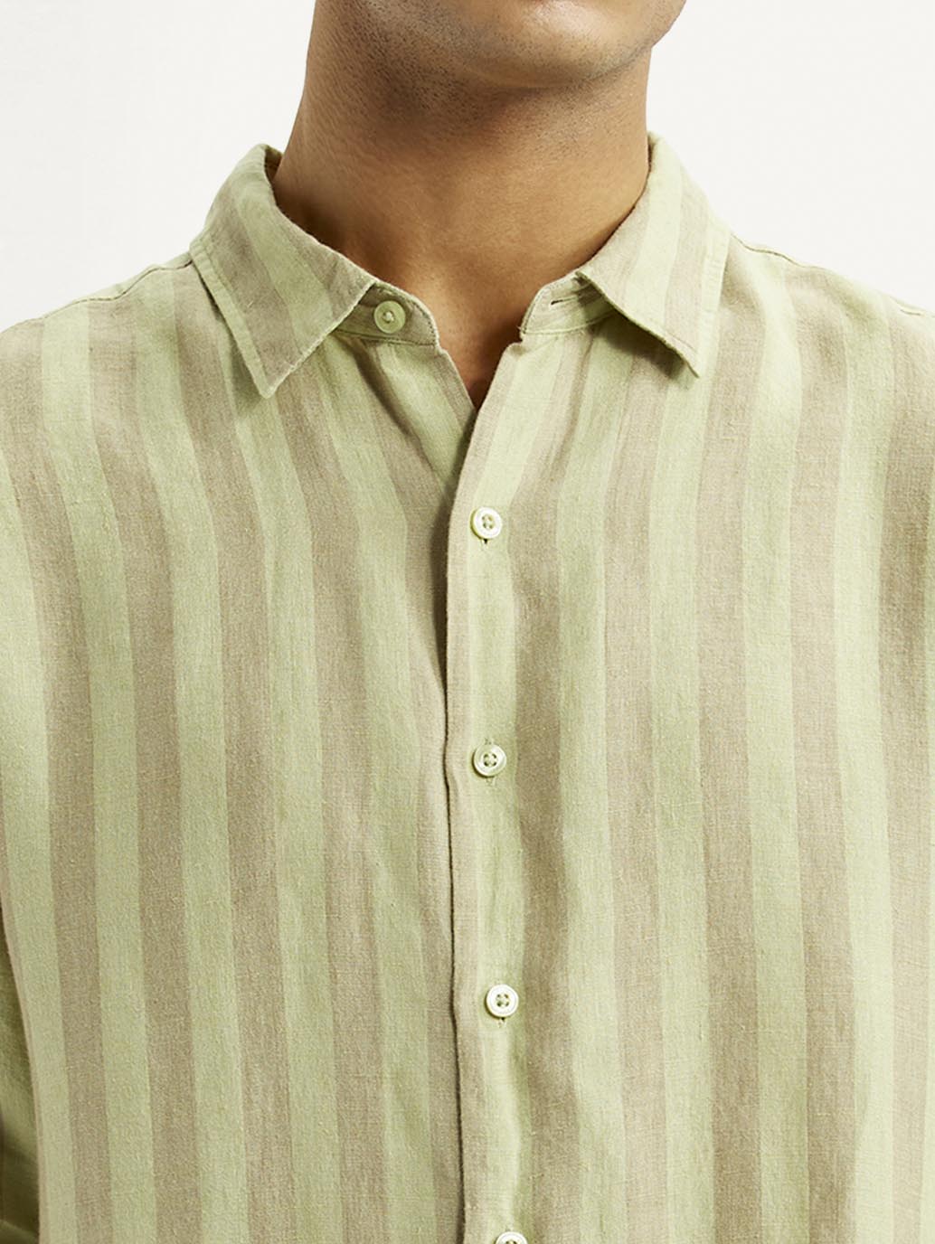 Men's Striped Light Yellow Slim Fit Shirt