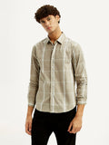 Men's Checkered Beige Slim Fit Shirt