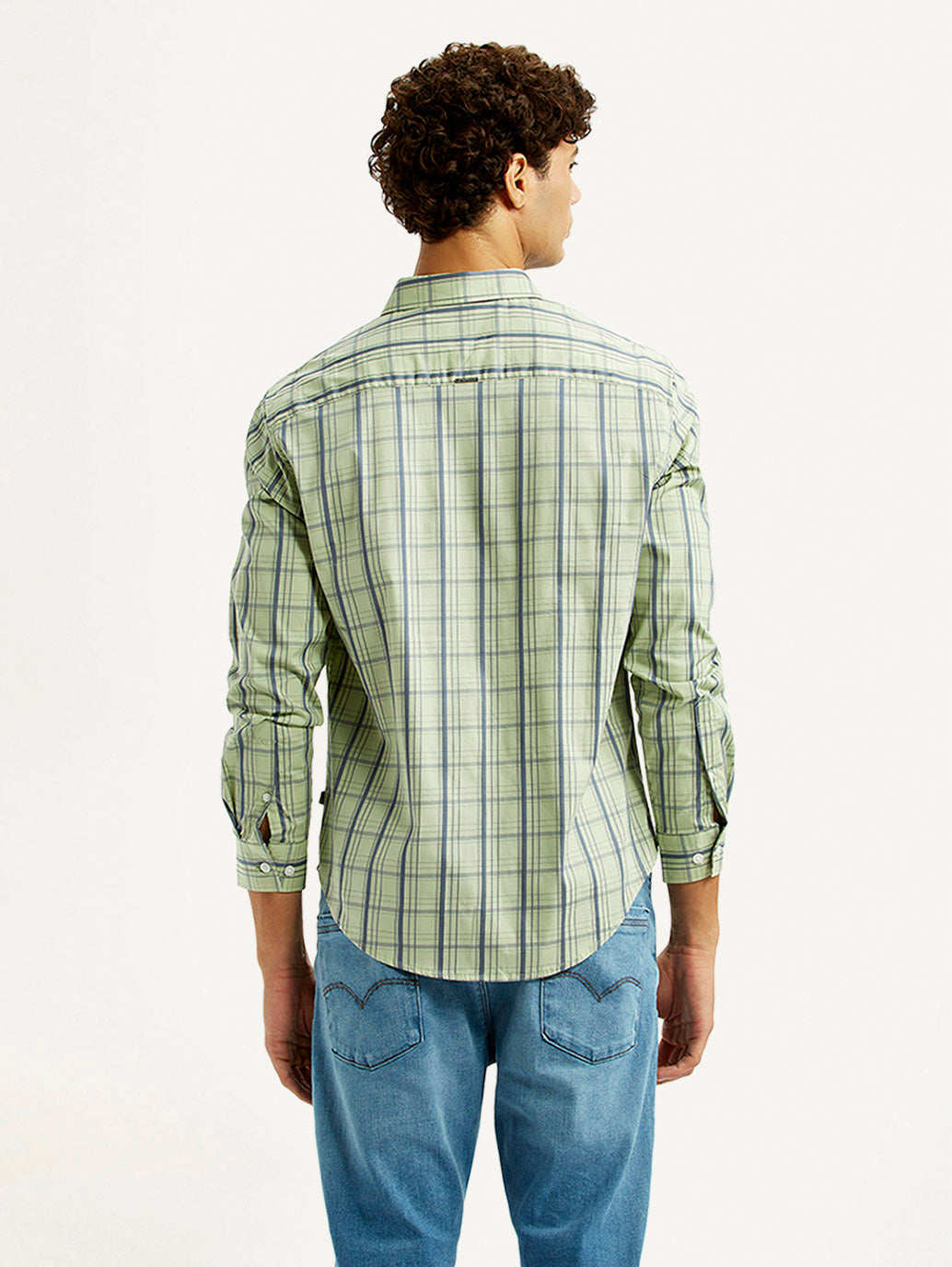 Men's Checkered Light Green Slim Fit Shirt