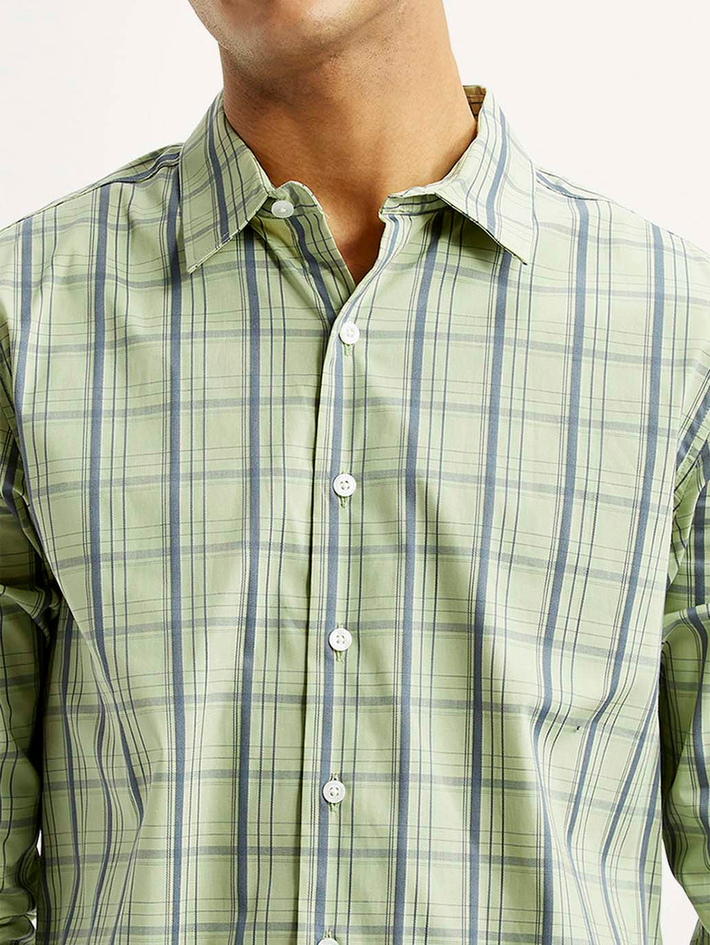 Men's Checkered Light Green Slim Fit Shirt