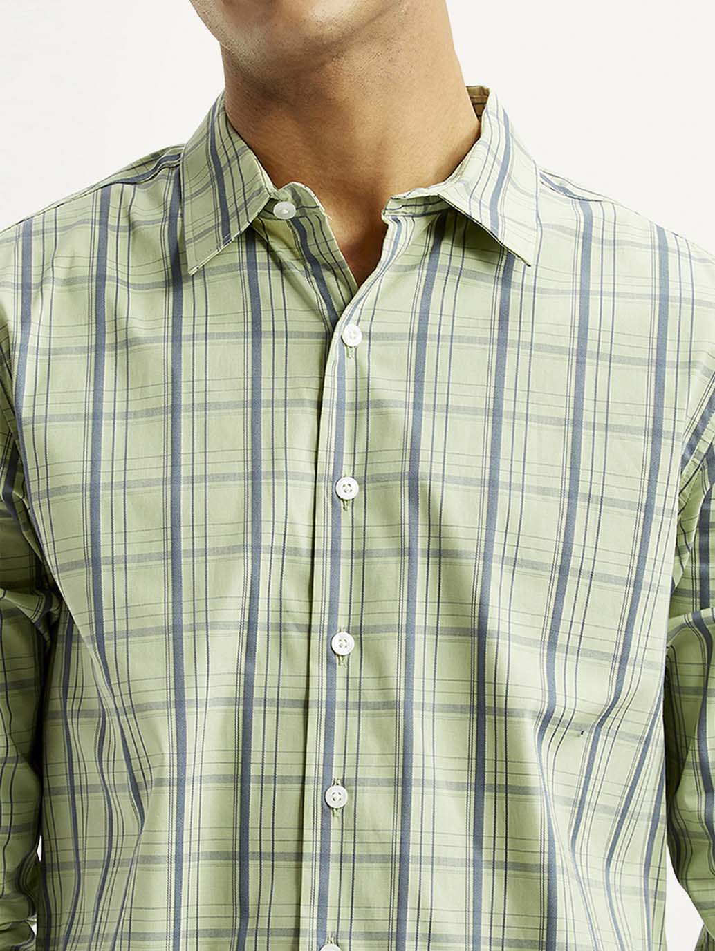 Men's Checkered Light Green Slim Fit Shirt