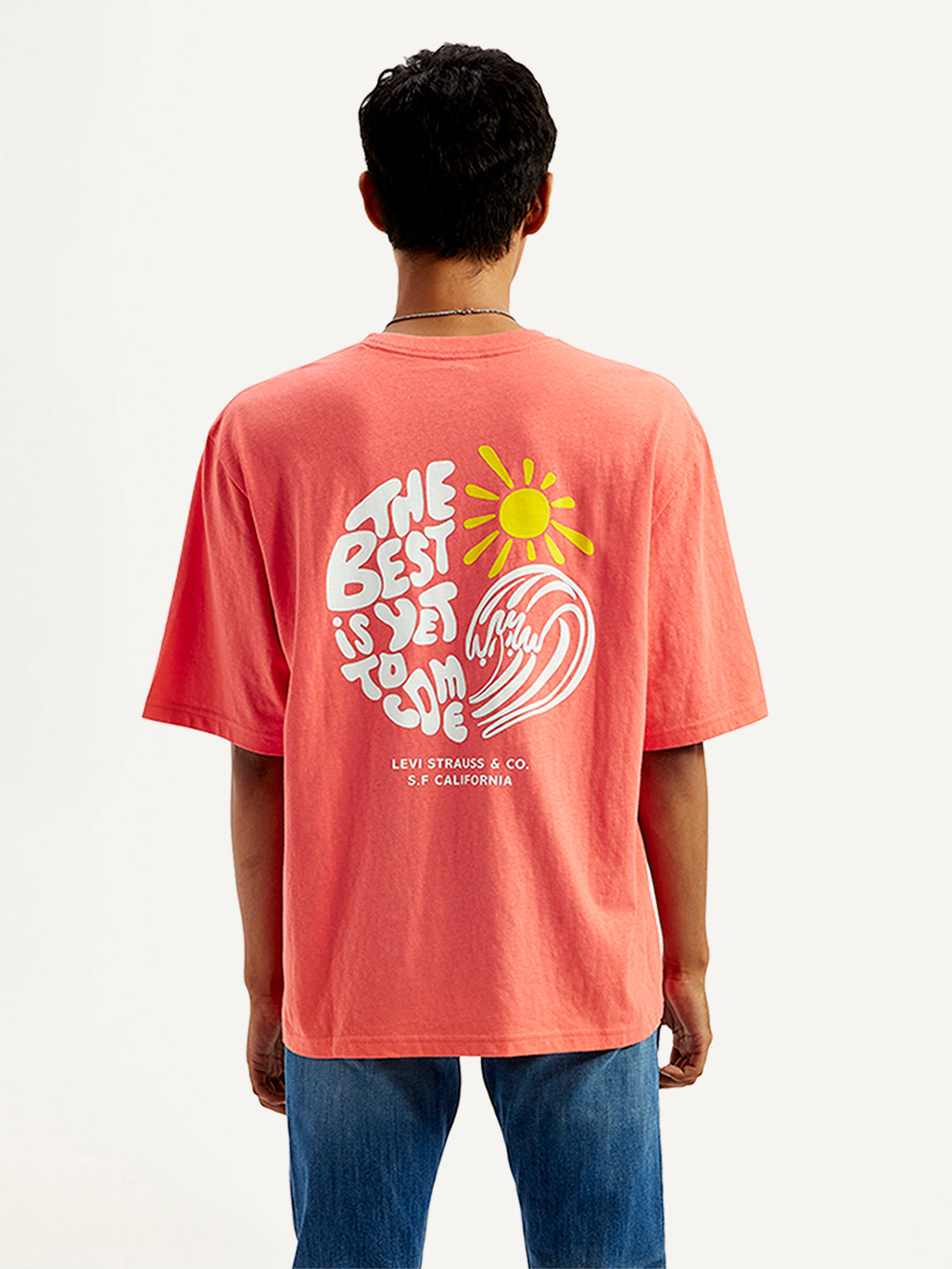 Men's Solid Loose Fit Graphic T-Shirt