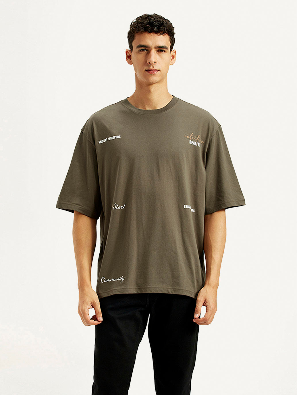 Men's Typography Loose Fit T-Shirt