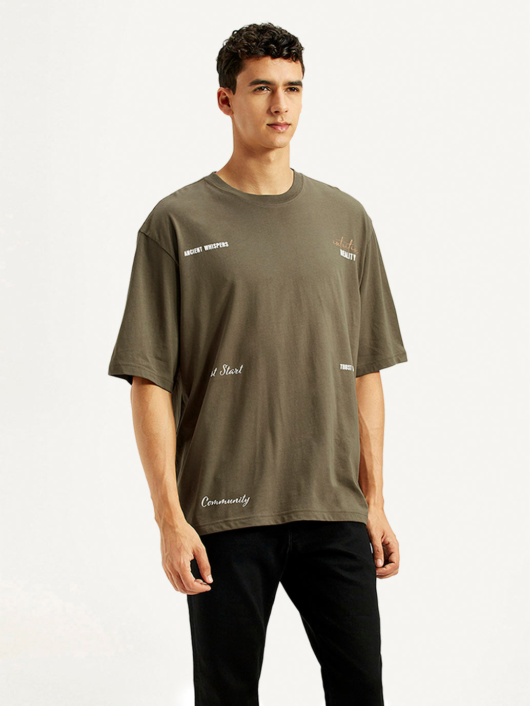 Men's Typography Loose Fit T-Shirt