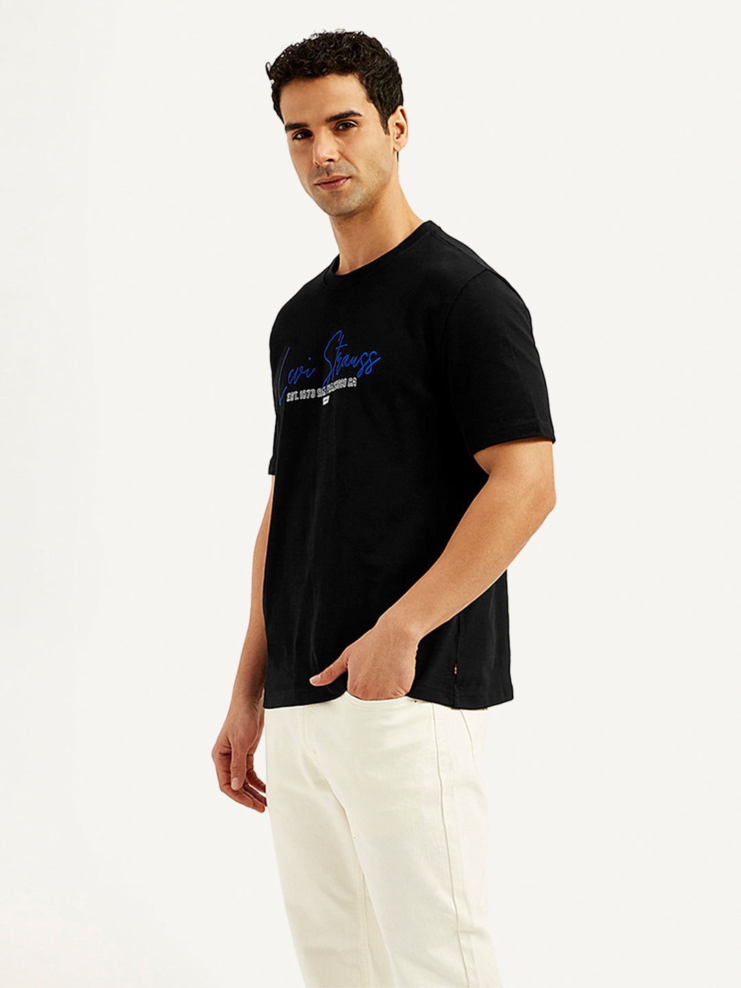 Men's Typographic Print Crew Neck T-Shirt