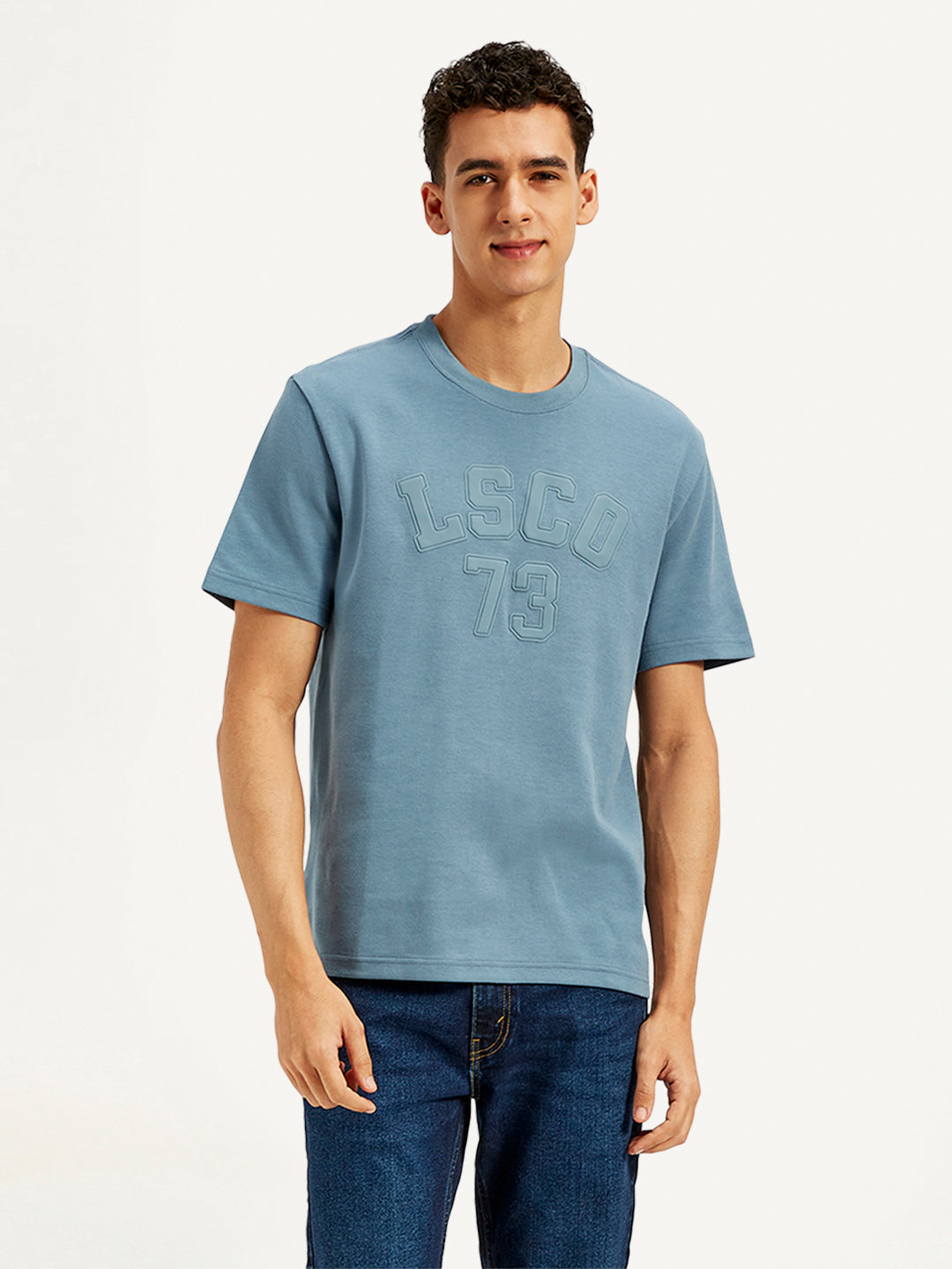 Men's Typographic Print Crew Neck T-Shirt