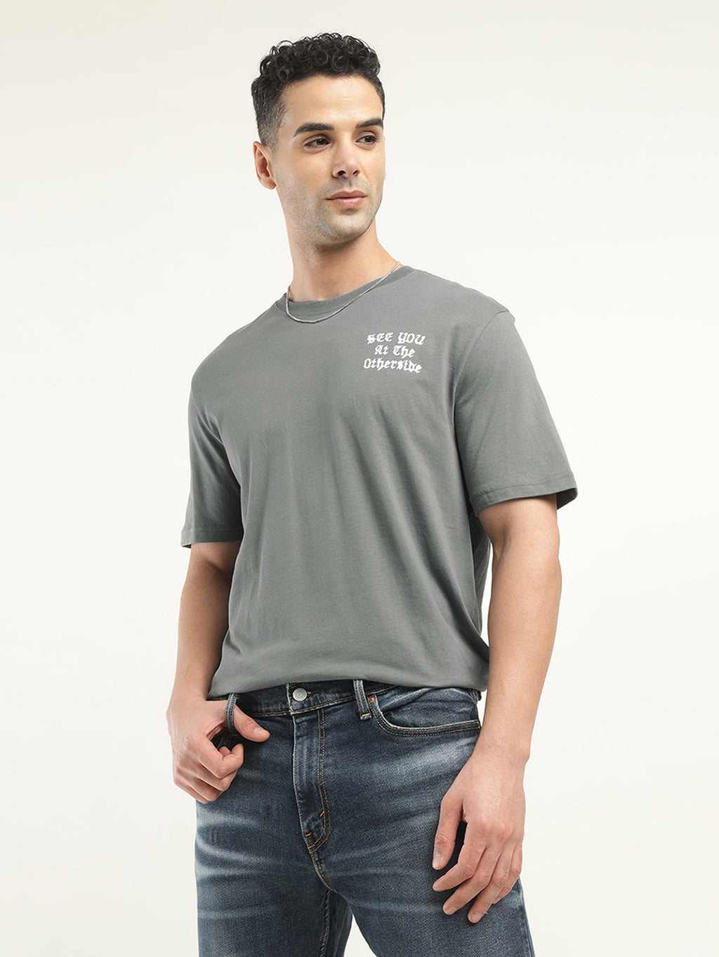 Men's Typographic Print Crew Neck T-Shirt