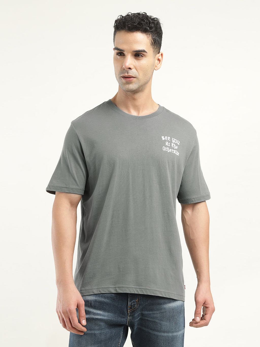 Men's Typographic Print Crew Neck T-Shirt