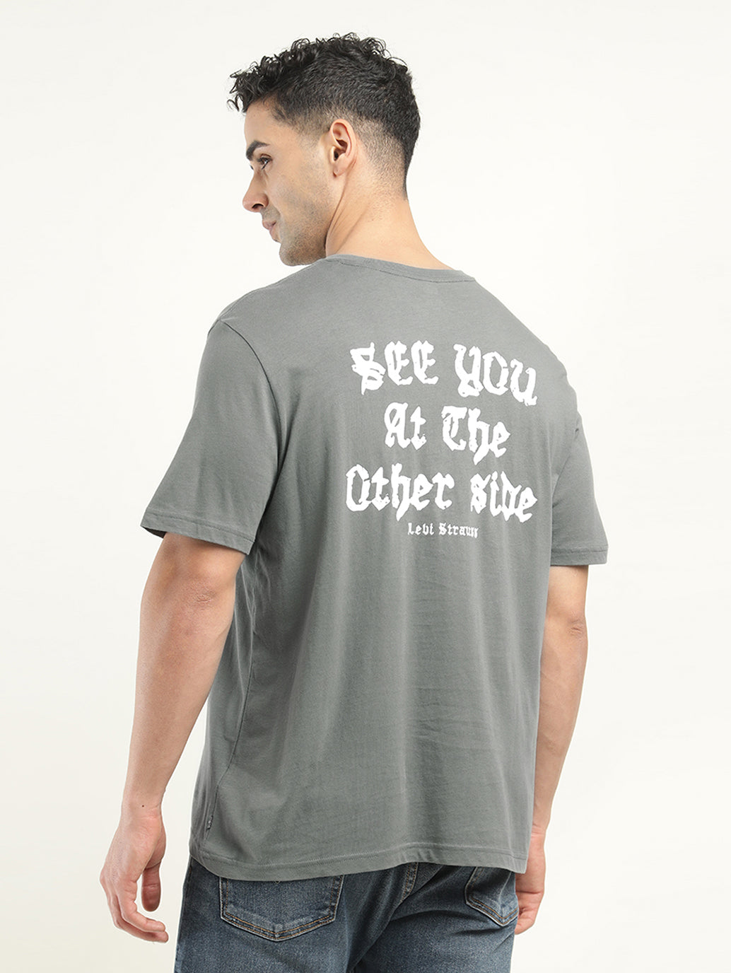 Men's Typographic Print Crew Neck T-Shirt