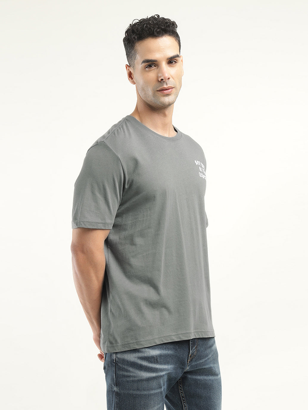 Men's Typographic Print Crew Neck T-Shirt